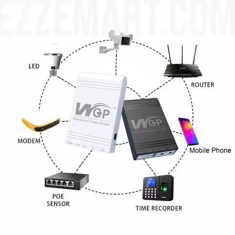 New Version WGP mini UPS 10400mAh – 5/12/12V – Black