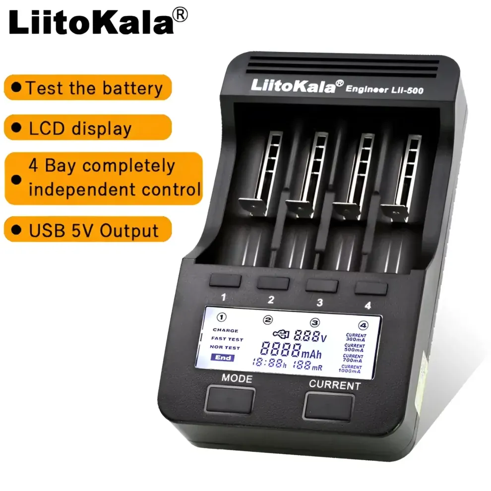 Liitokala Engineer Lii-500 4-Slot LCD Smart Universal Battery Tester Charger